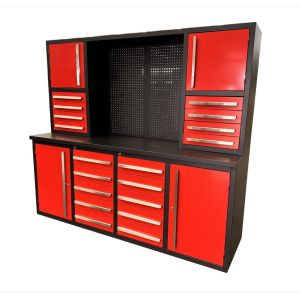 China Cold Rolled Steel Heavy Duty Red Color Stainless Steel Garage Workbench with KEY Lock on sale