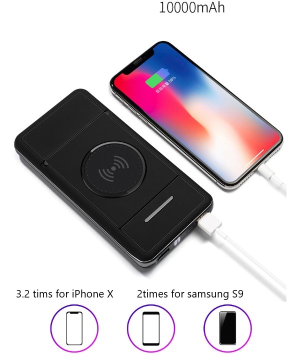 Qi Wireless UN38.3 5V2A Phone Holder Power Bank 10000mAh
