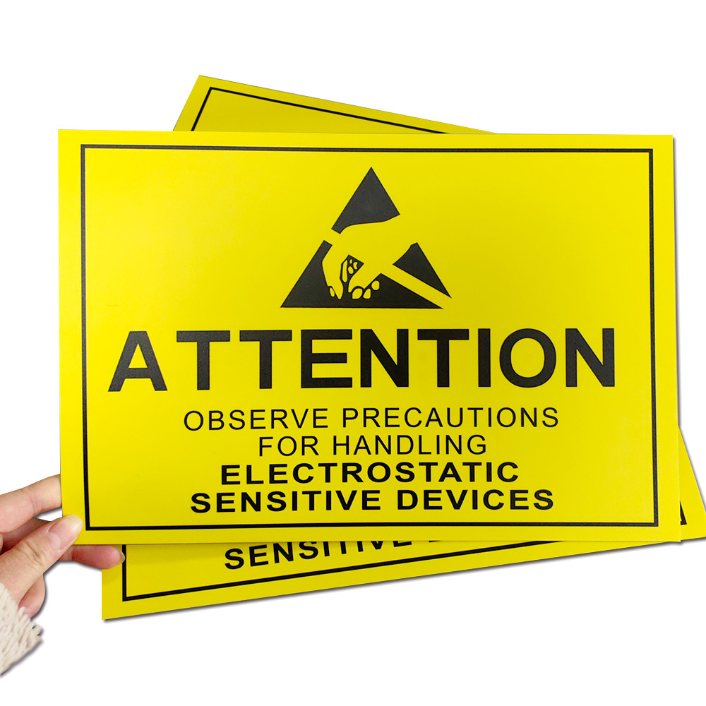 Attention Static Control Area ESD Sign Size 20x30cm Yellow Rectangle For EPA