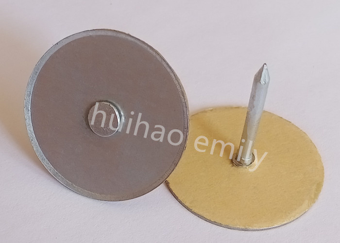 38mm Galvanized Steel Duct Liner Cup Head Pins With Gold Paper
