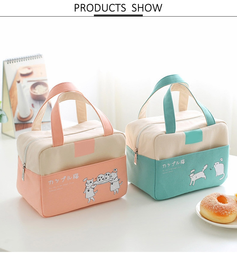 Portable Children Waxed Canvas Insulated Cooler Lunch Box