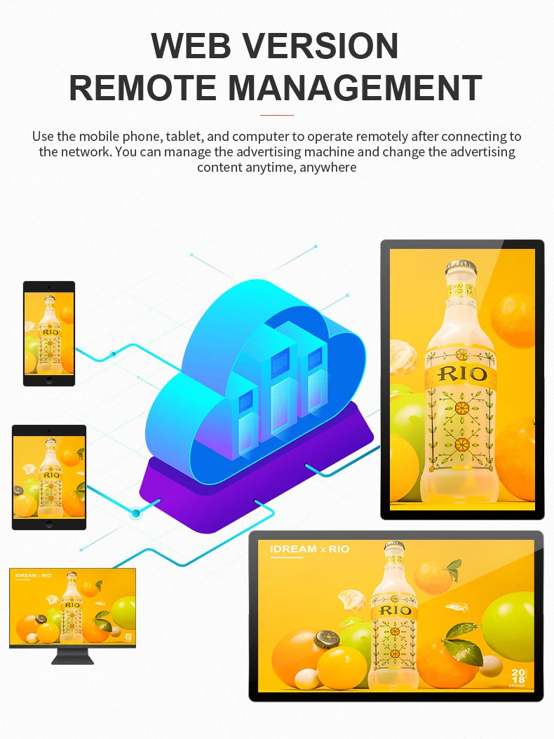CMS LCD Wall Mounted Digital Advertising Screen And 8GB Storage