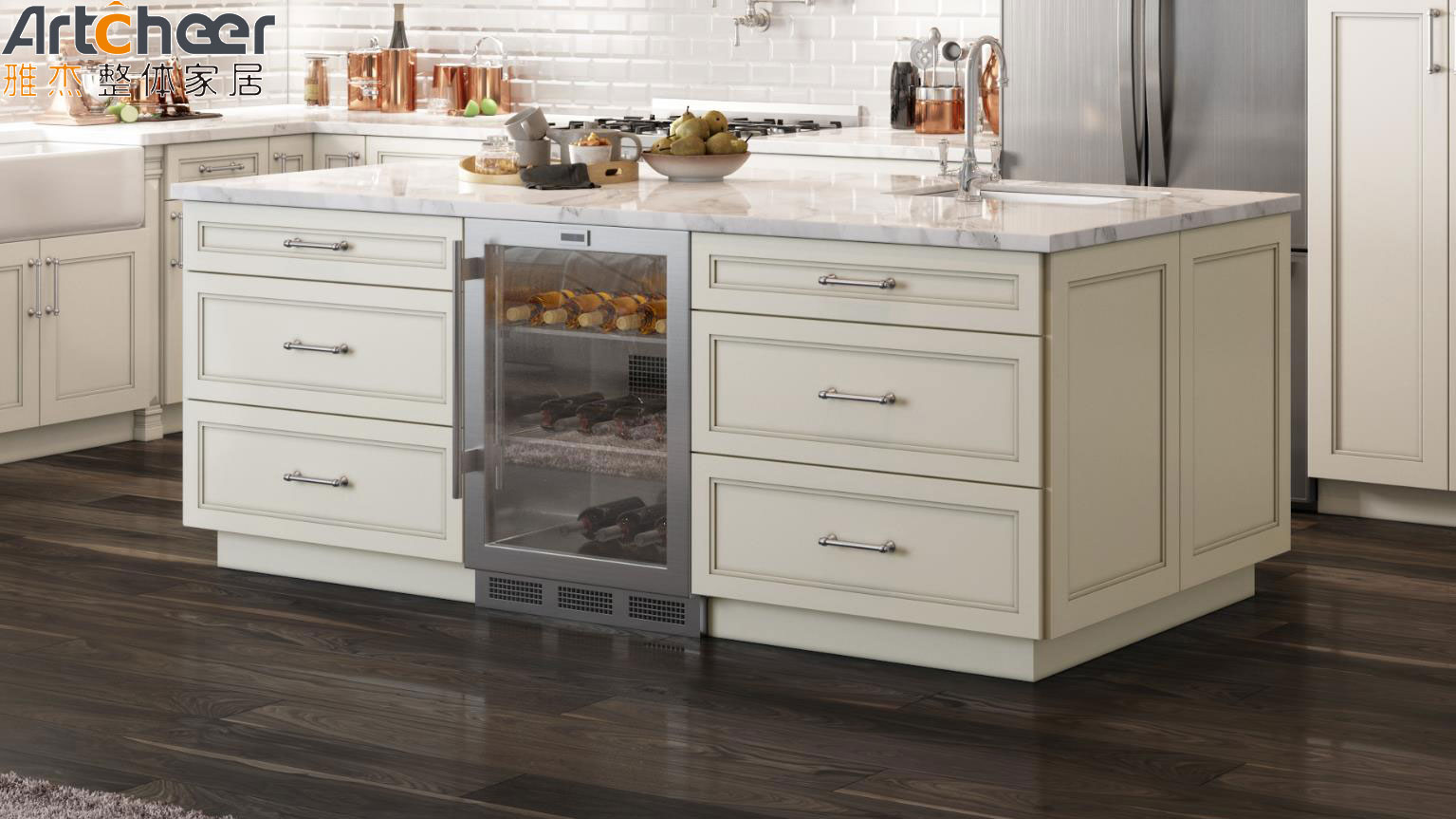 Modern Matte Black Lacquer Kitchen Island Set with Modular Design and Plywood Doors