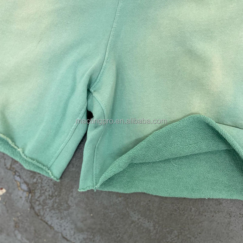 Vintage Decoration Sun Faded Custom Washed French Terry Shorts 400 Grams Fabric Weight
