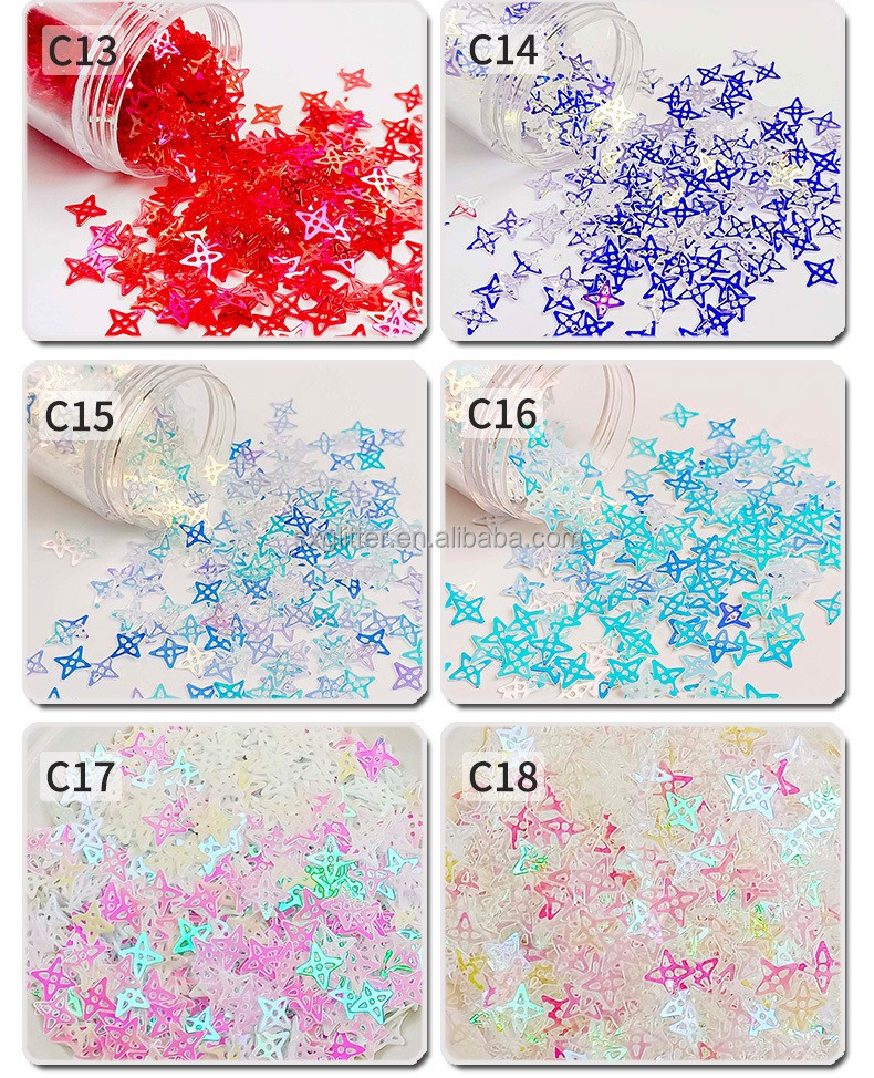 DIY Craft Embellishments Hollow Four Pointed Star Sequins in Mixes and Customized Shape