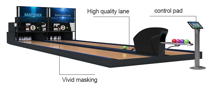 Center Bowling Alley Equipment with Complete Set Bowling Machine and 12ft Durable Lane
