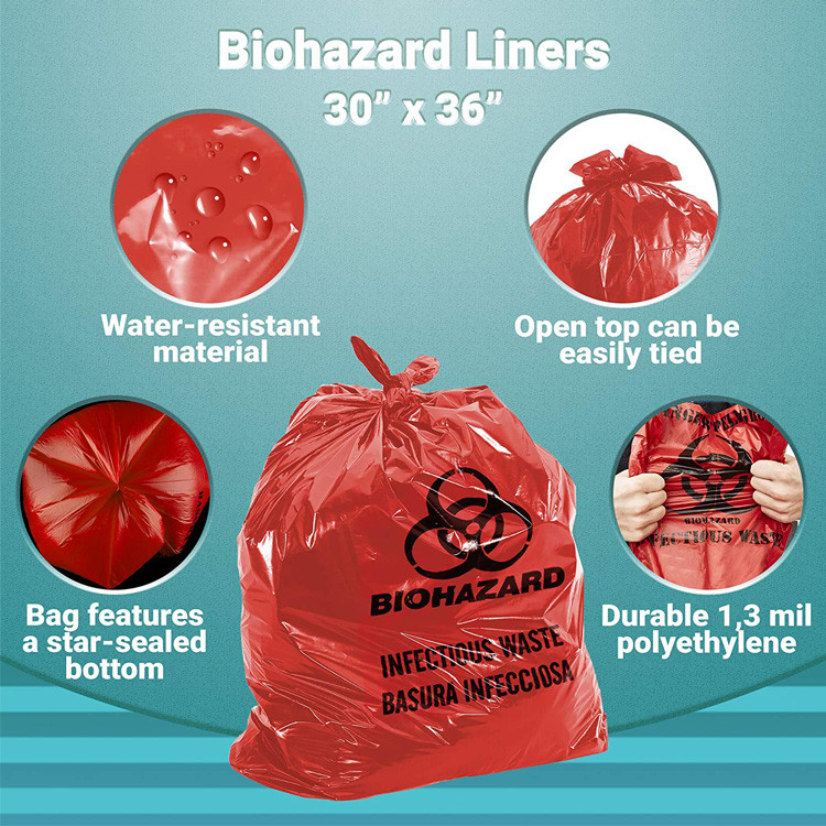 Ldpe Hospital Waste Collection Bags For Biohazard Garbag