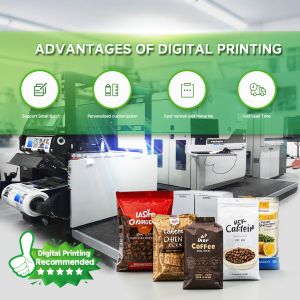 Custom Printed Compostable Aluminum Foil Side Seal Flat Bottom Coffee Bean