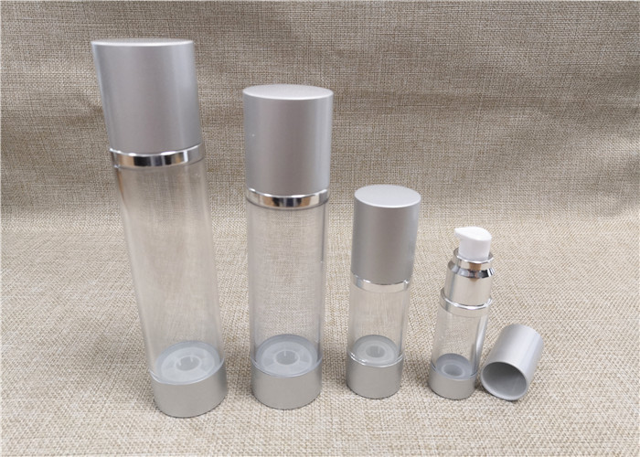 Various Size Airless Acrylic Lotion Bottle Transparent Bottle Body Silver Cap