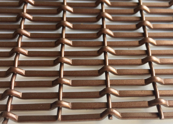 Stainless Steel Architectural Mesh Fabrics 2mm Weft Diameter Coffee Color
