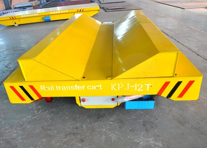 10T Production Line Plastic Coils Handling Railway Mounted Rail Guided Transfer Cart With V-Frame