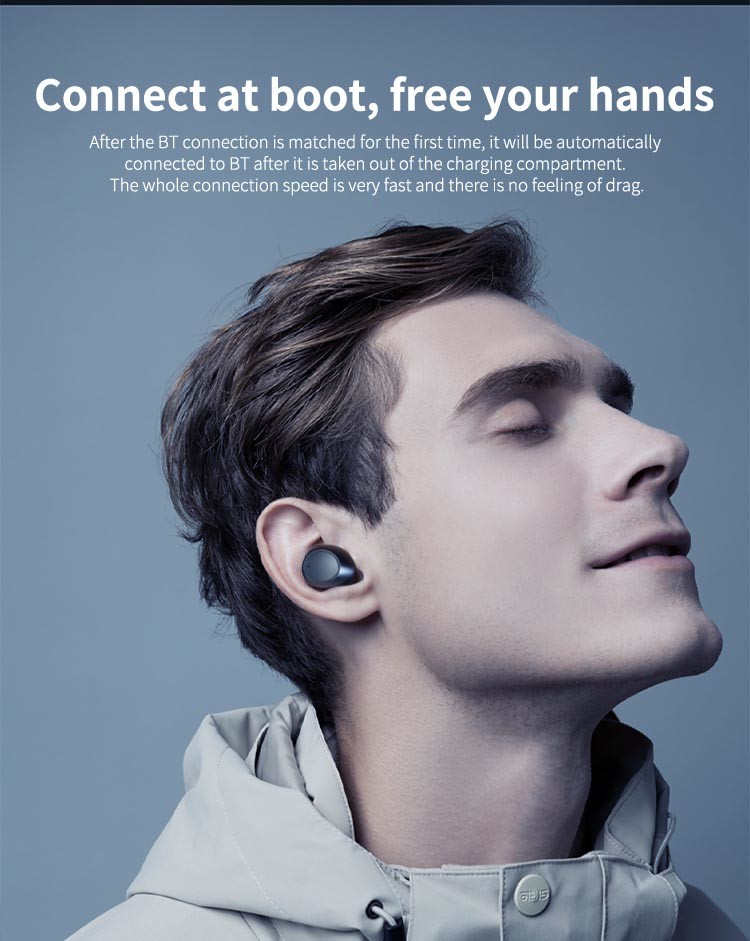 40H Battery Hifi Wireless Bluetooth Stereo Earbud For Music Sports Gaming