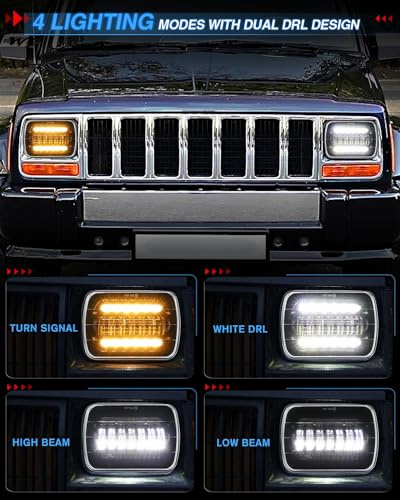 100W 9880LM DOT Amber/White DRL Turn Signal Rectangular Headlamp Special Feature High Beam