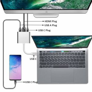 USB C to Digital Multiport Hub Adapter Type-C to 4K Adapter with USB 3.0 USB-C 3