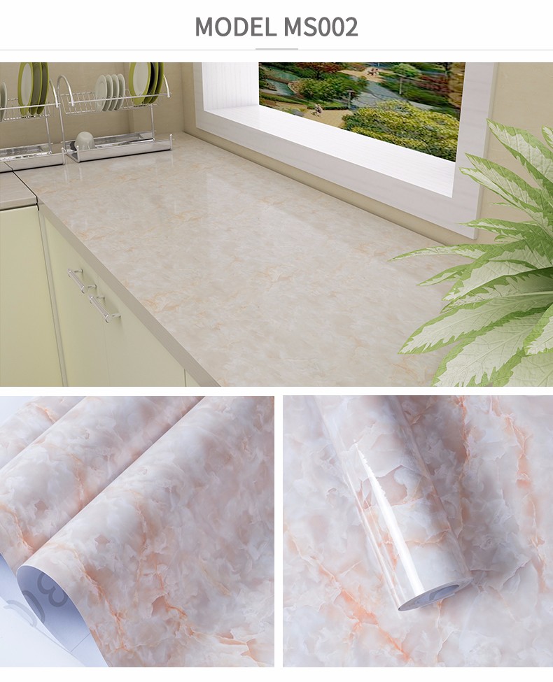 Anti-Scratch/Waterproof/Blister-Proof Marble Adhesive Contact Paper for Reception Desk PVC Adhesive Thickness 0.12MM-0.16MM