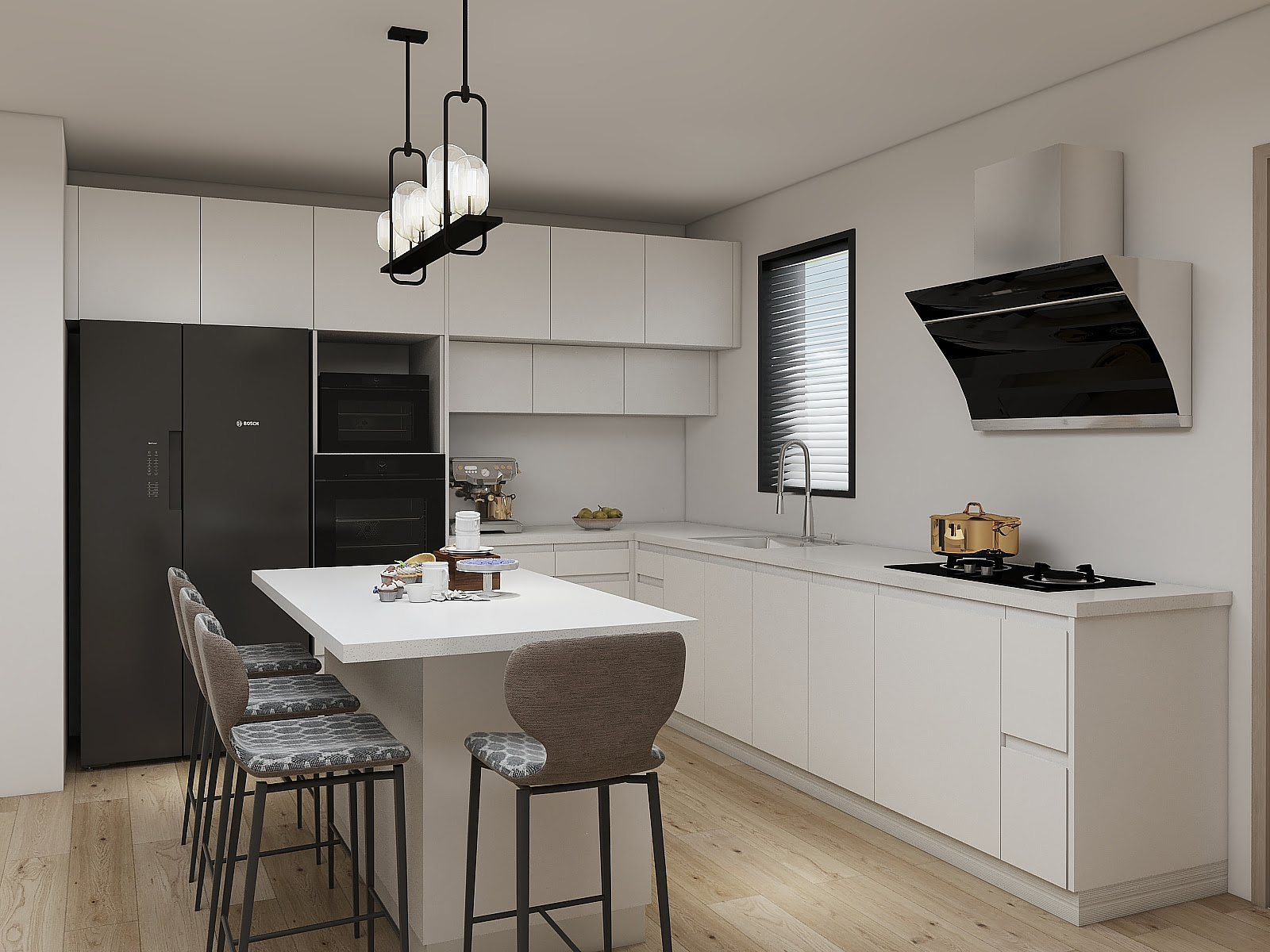 Melamine Board Carcase Material YALIG Beige Design Fitted Lacquer Custom Cozinha Kitchen Remodeling