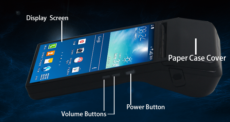 1GB RAM Handheld POS Terminal with 10 Point Capacitive Touch Screen and Printer