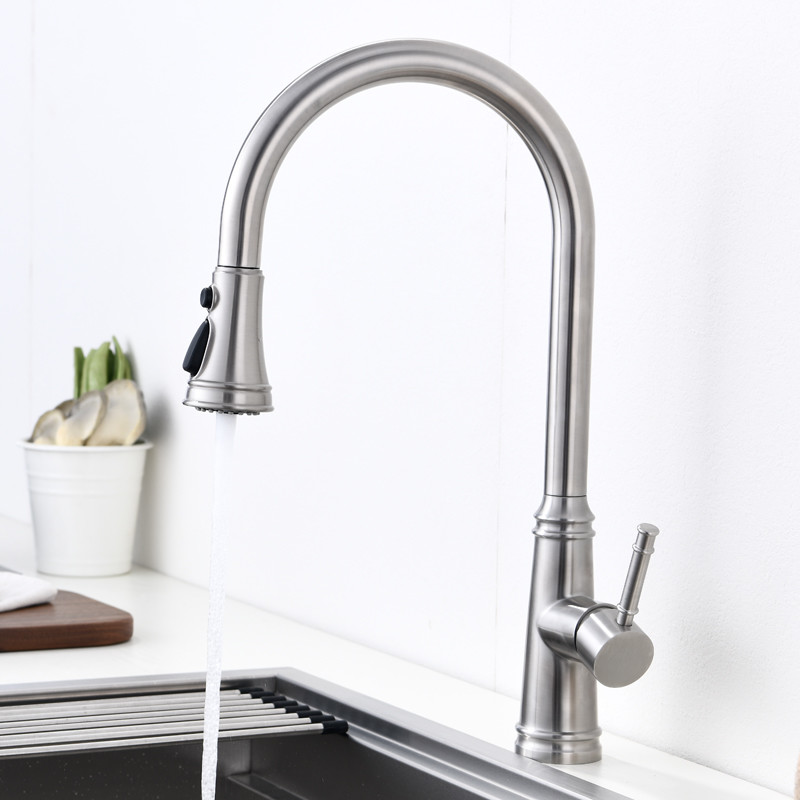 PEX Hose Deck Mounted Kitchen Taps OEM Pull Out Spray Kitchen Faucet