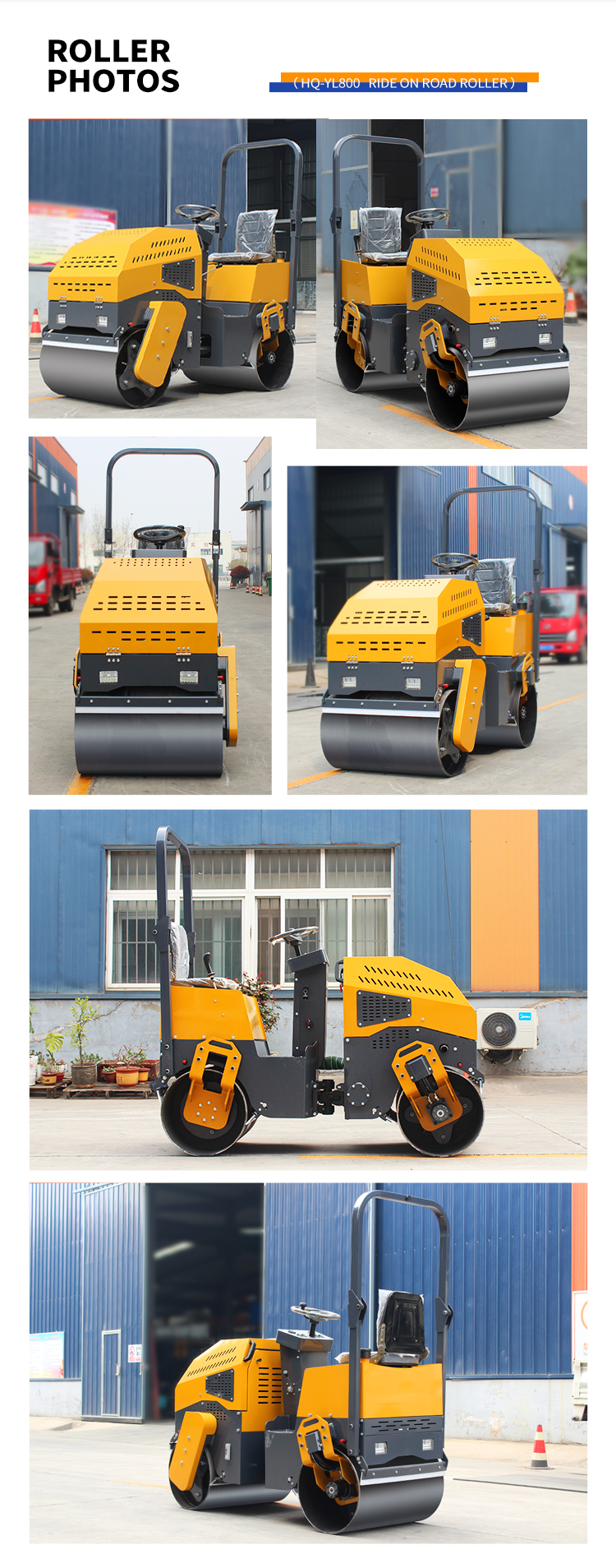 1 Ton Vibrating Asphalt Compactor with Double Drum Roller and ChangchaiL12 Engine