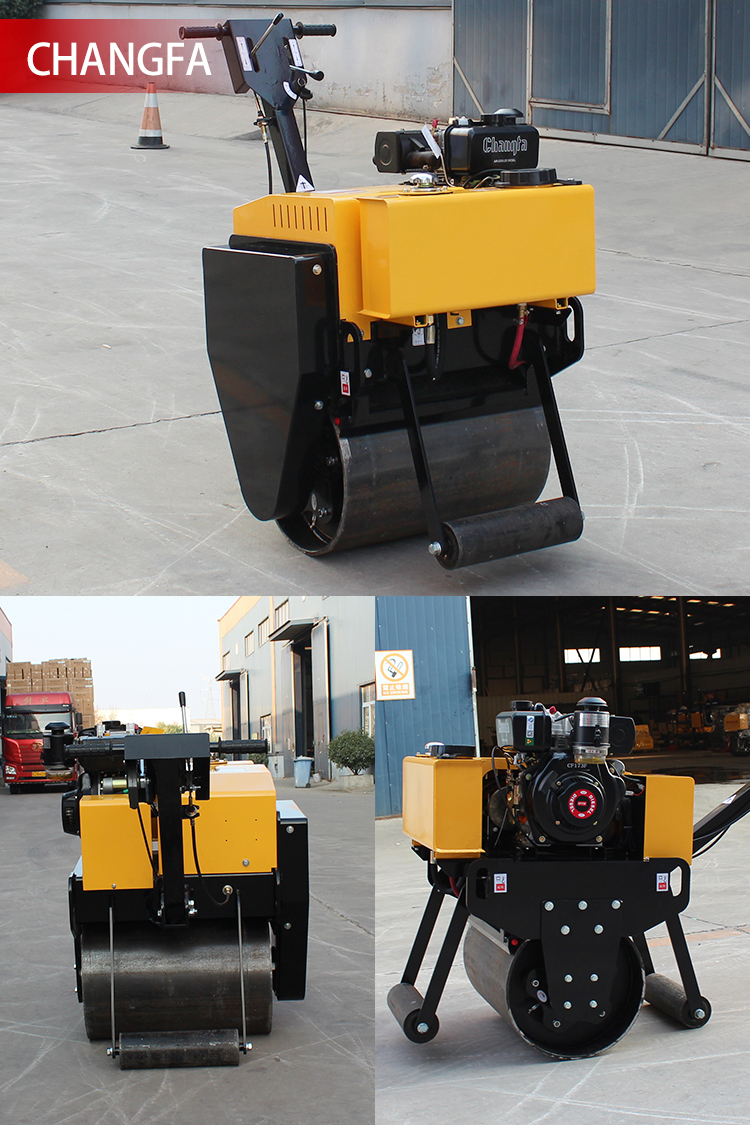 Electric Start 0.3 Ton Walk Behind Single Drum Roller HQ-YL600C for Vibratory Road Repair