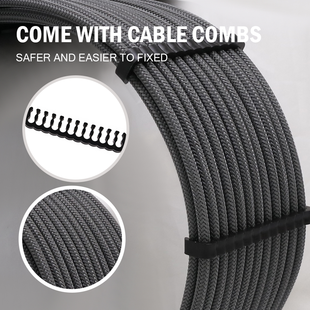 Hot Selling Arc Cable Cotton Sleeved Computer PC ATX Used Male to Female Stripped Curved Extension Cord 18AWG 300mm