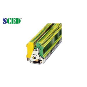  Ground Din Rail Terminal Blocks 4mm2 Brass 6.2mm 26-10 AWG M3 Screw Green and Yellow Manufactures