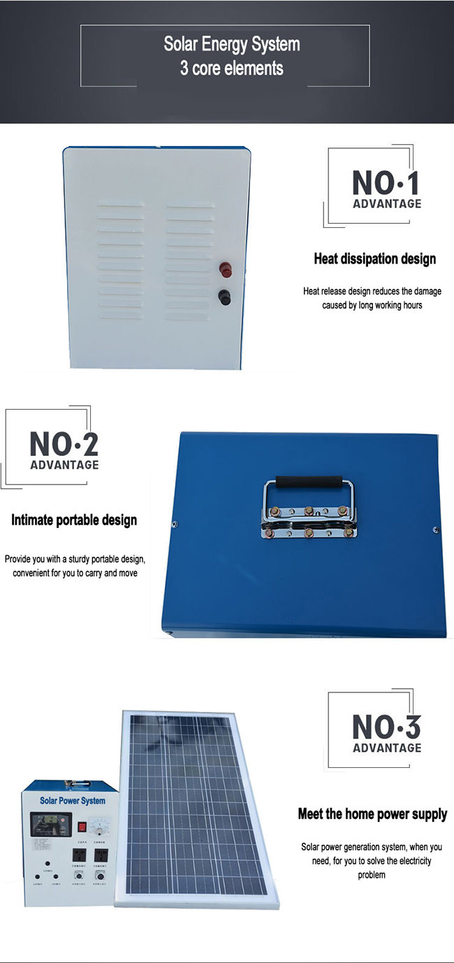 Emergency 1000W Home Solar Power Systems 45AH Lead Acid Battery For Lighting