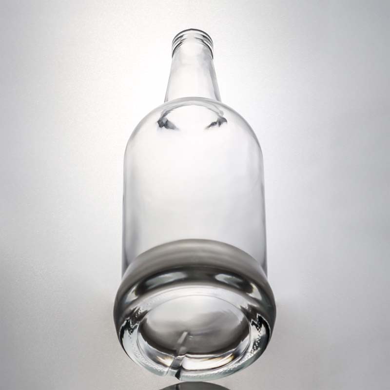 Customized Logo Glass Collar 700ml Round Liquor Bottle for Vodka Brandy Whisky and More
