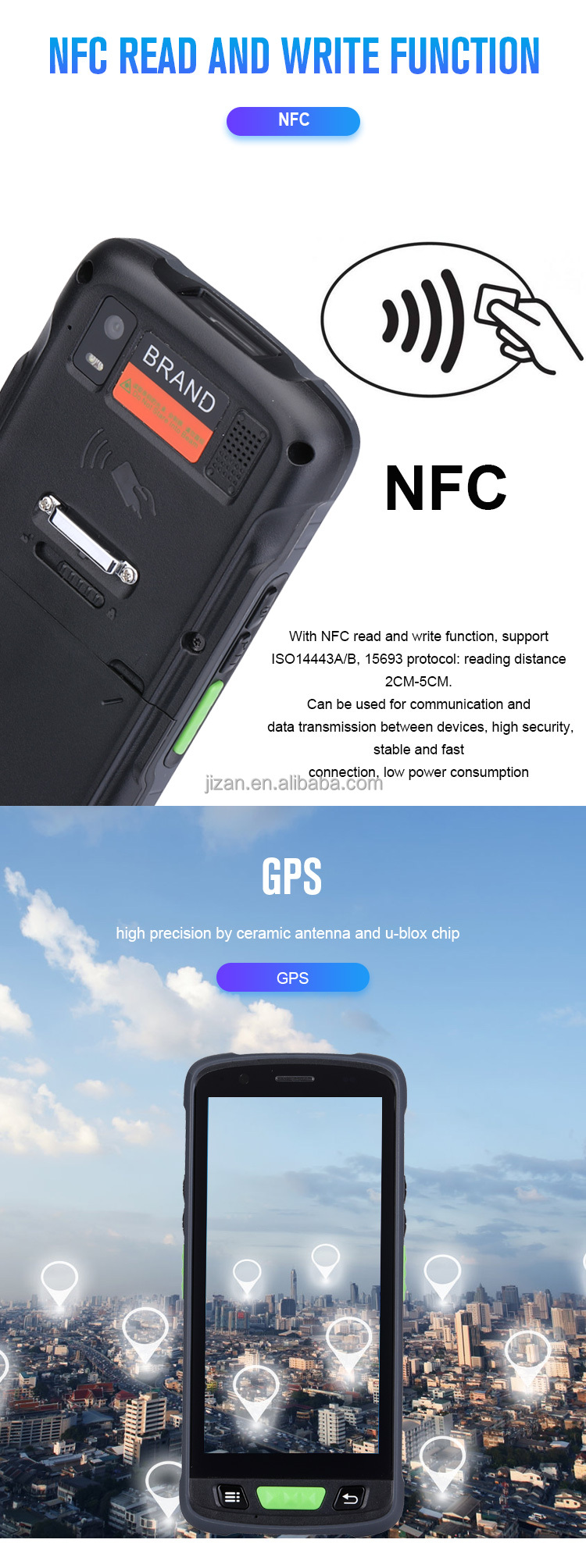 PDA With Android 9.0 OS 1D 2D QR Code Scanner 125K NFC Reader Barcode Scanner Reader Handheld PDA Terminal for Logistic
