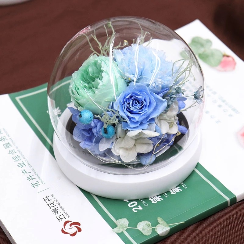 Real preserved rose flowers gift forever rose in glass ball wholesale price