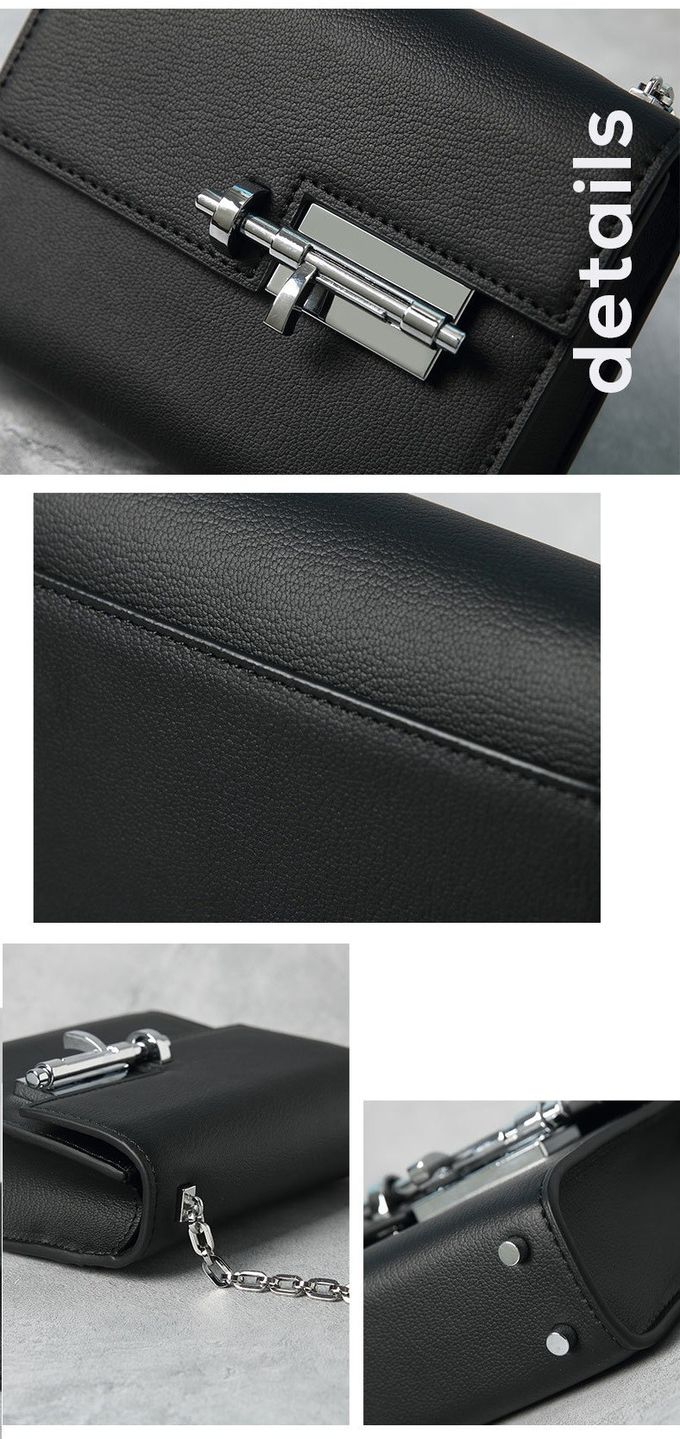 Black Crossbody Genuine Leather Shoulder Bags Barrel Shaped