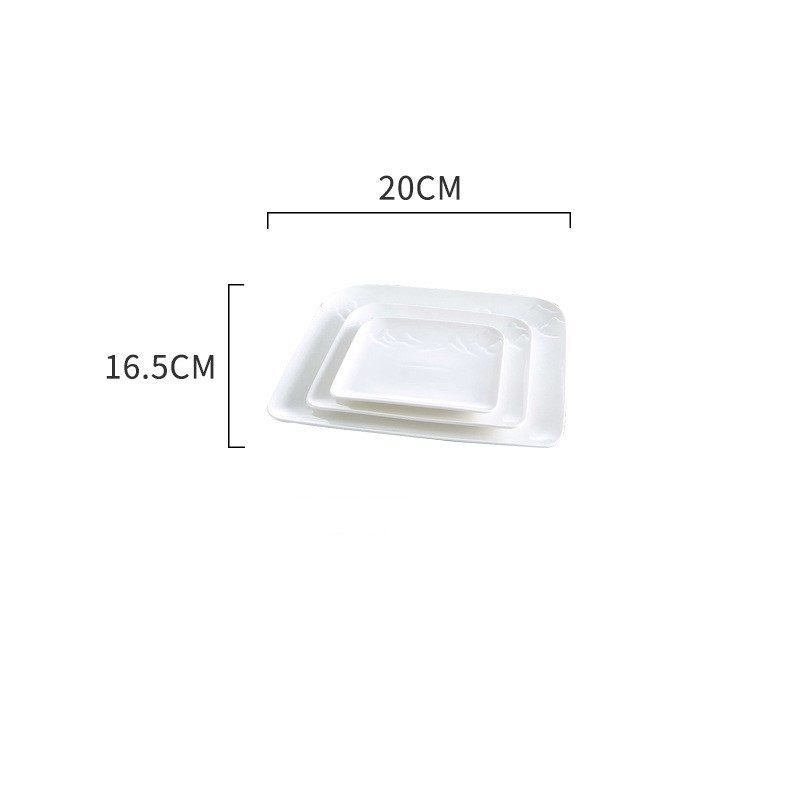 White Ceramic Square Plates Durable Porcelain Dessert Plate For Home