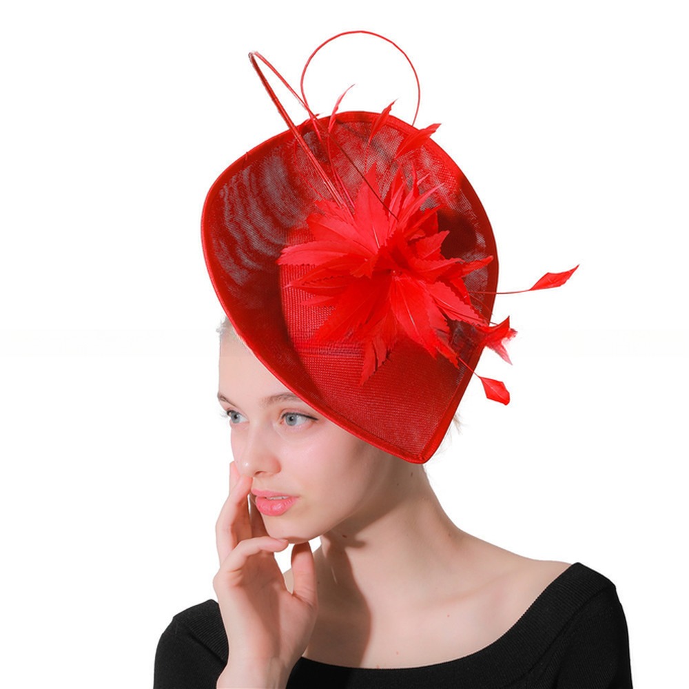 Dyed Party Decoration Sinamay Fascinator , Chicken Feather Wedding Fascinator