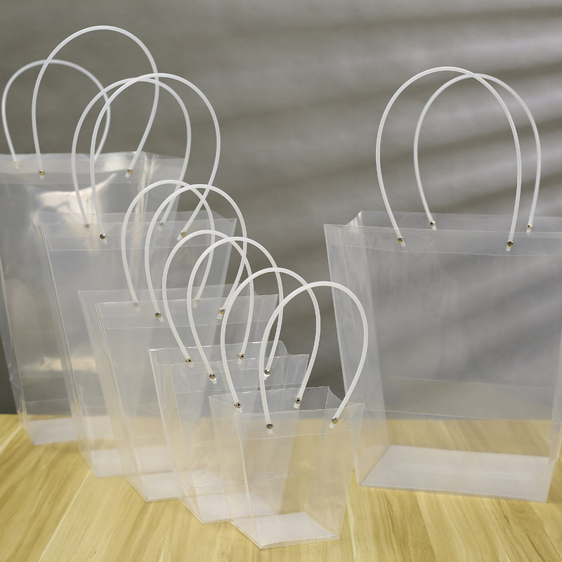 Flower shop transparent PP bag baking square wide bottom large size cake tote bag potted fruit gift packaging