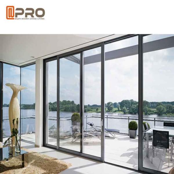 Waterproof Commercial Sliding Glass Door Double Glass Aluminium Profile Exterior