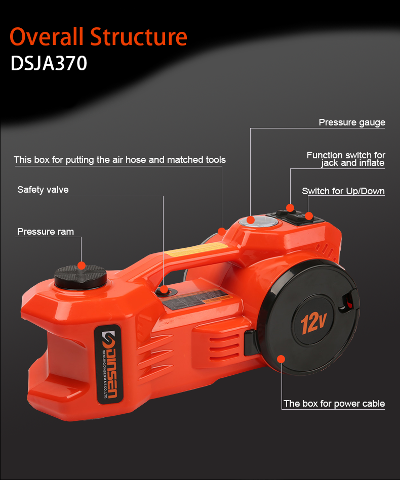 3 Ton Electric Hydraulic Jack Kit 150W With Electric Wrench Air Pressure Jack