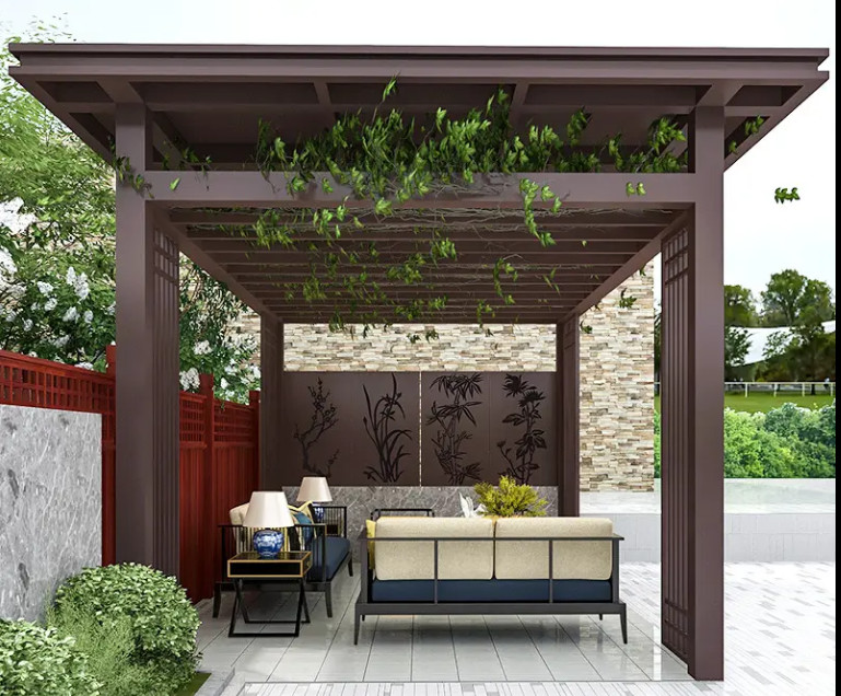 Independent Adjustable Rainproof Roof Louvered Pergola for Outdoor Garden