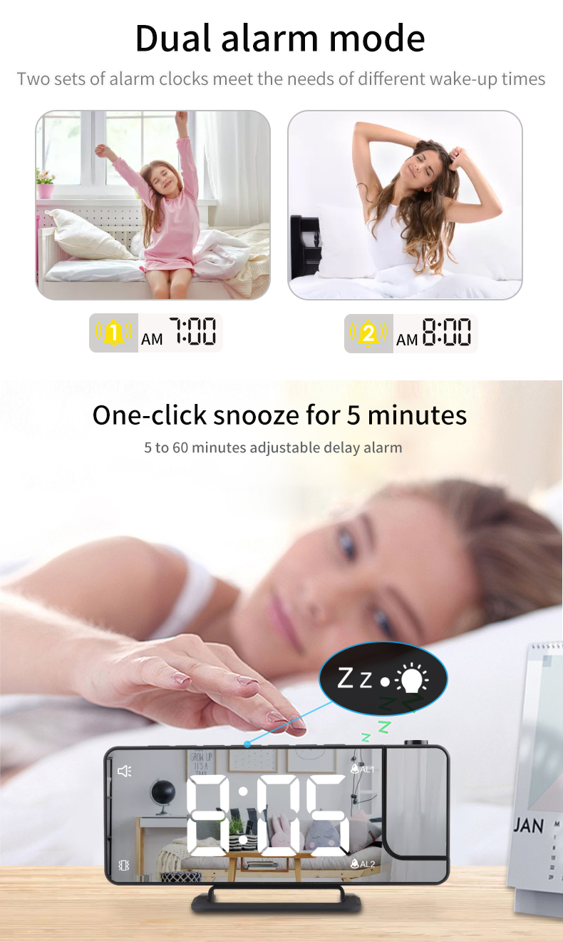Intelligent Home Small Digital Wireless Room Thermometer Projection Weather Station 185*24*77mm Size