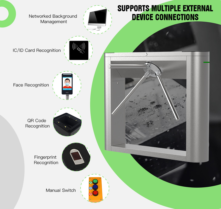 HCW Security Tripod Turnstile Gate Access Control Face Recognition Turnstile for Gyms Scenic Area