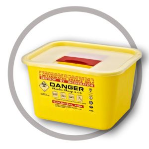 4 Litre Sharps container, Sliding Lid, Red sharps siposal containers -
