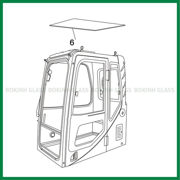 LIUGONG Windshield Window Glass Excavator Window Replacement Sky Glass Position