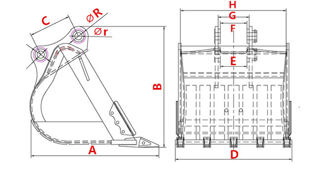 0.8 m3 Trapezoid V Type Excavator Ditching Bucket Customized Buckets