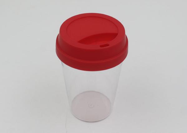 Reusable Single Wall Clear Plastic Coffee Cups With Lids / Plastic Travel Coffee
