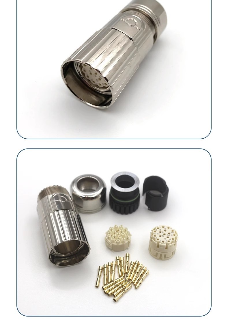 Silver Color Contact Plating Servo Motor Connectors Suitable M23 M40