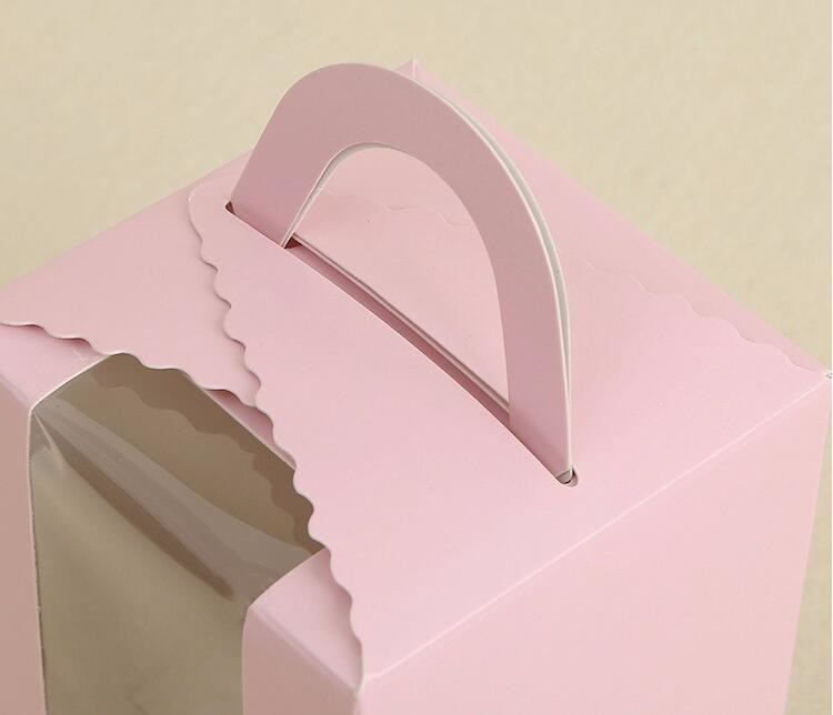 Wholesale custom Paper Cookies packing Cake Box with PVC window,Wholesale Plastic Square Birthday Wedding Packaging Clea