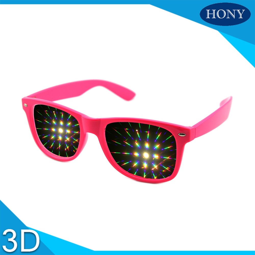  Style 3D Prism Rave Hard Plastic Diffraction Glasses, Fireworks Glasses,13500 Light Gratings Rainbow Glasses