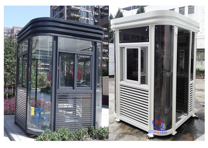 Outdoor High Standard Security Guard Shack Tempered Glass For Parking Lot And Secuiry Office