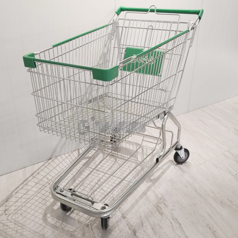 European 80L Grocery Store Supermarket Shopping Cart Red Green Orange