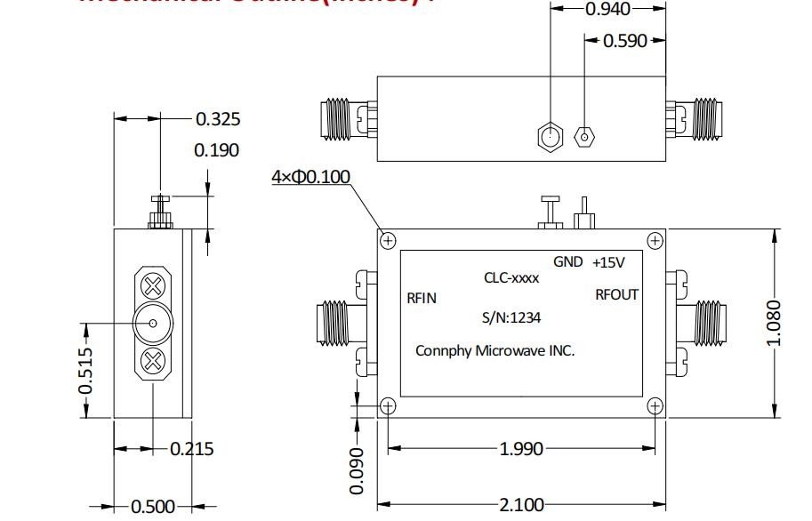 30 To 3000 mhz S Band Power Amplifier P1dB 30 dBm Broadband High Power Amplifier