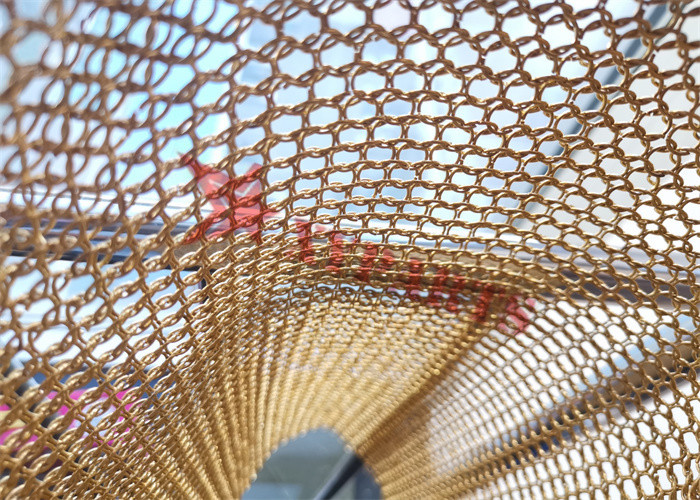 1.2mm Wire Golden Metal Ring Mesh Curtain For Interior Partition
